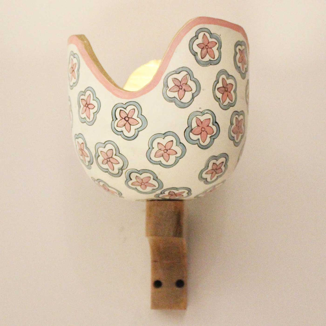 Handmade Fancy Floral Pattern Terracotta Wall Lamp