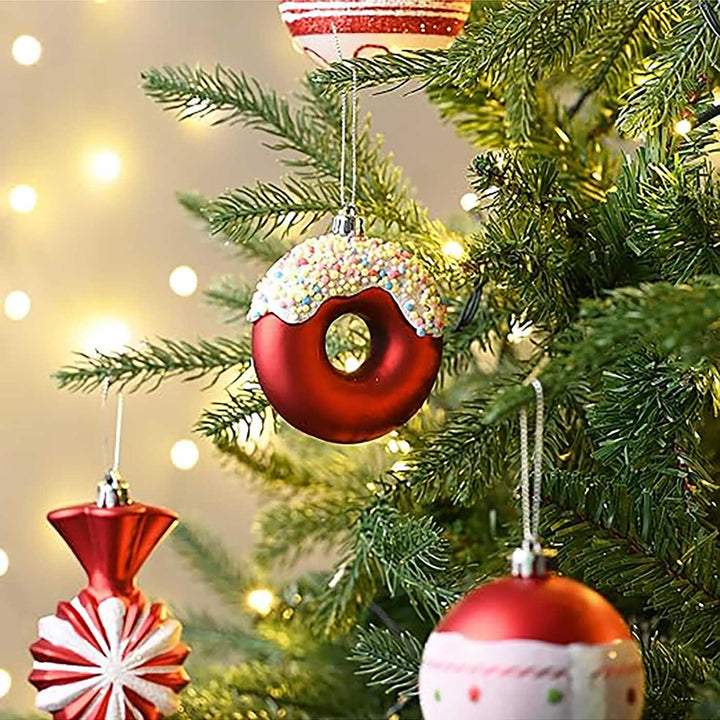 Red & White Candy theme Christmas Ball Ornaments For Decoration | Set of 60