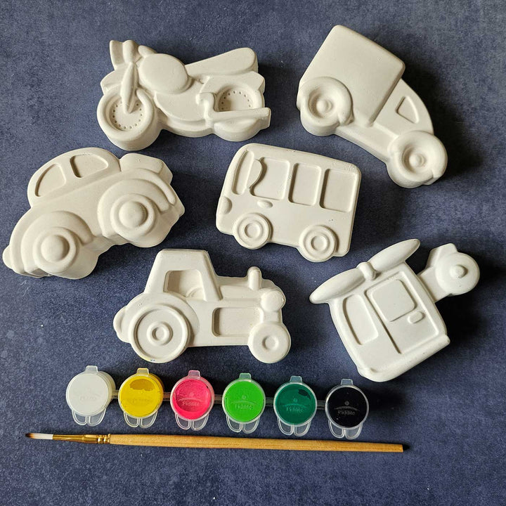 Assorted Ready to Paint Vehicle Theme Clay Diy Kit