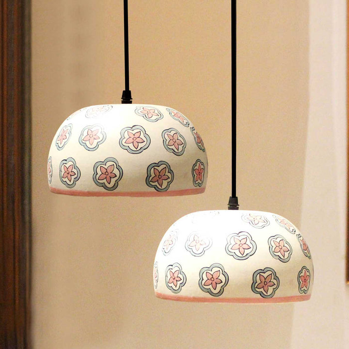 Handmade Dome Terracotta Hanging Lamp | Set Of 2