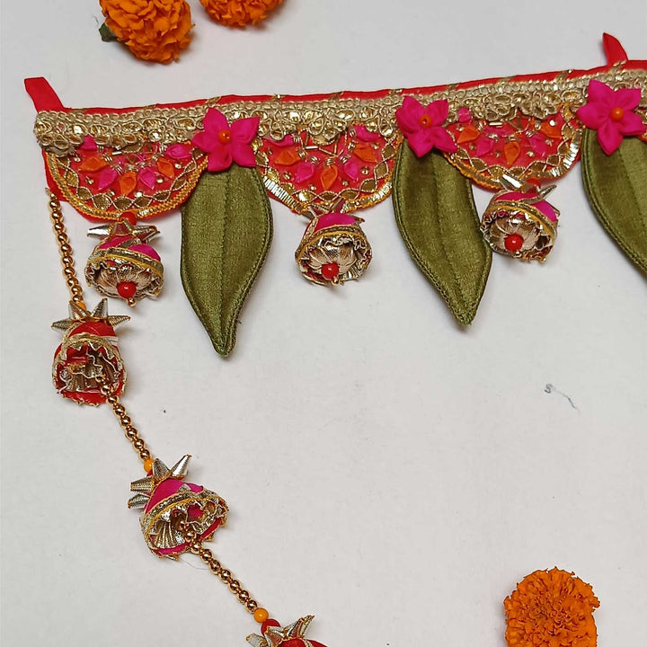 Handmade Divine Gota Patti And Ashoka Leaf Toran