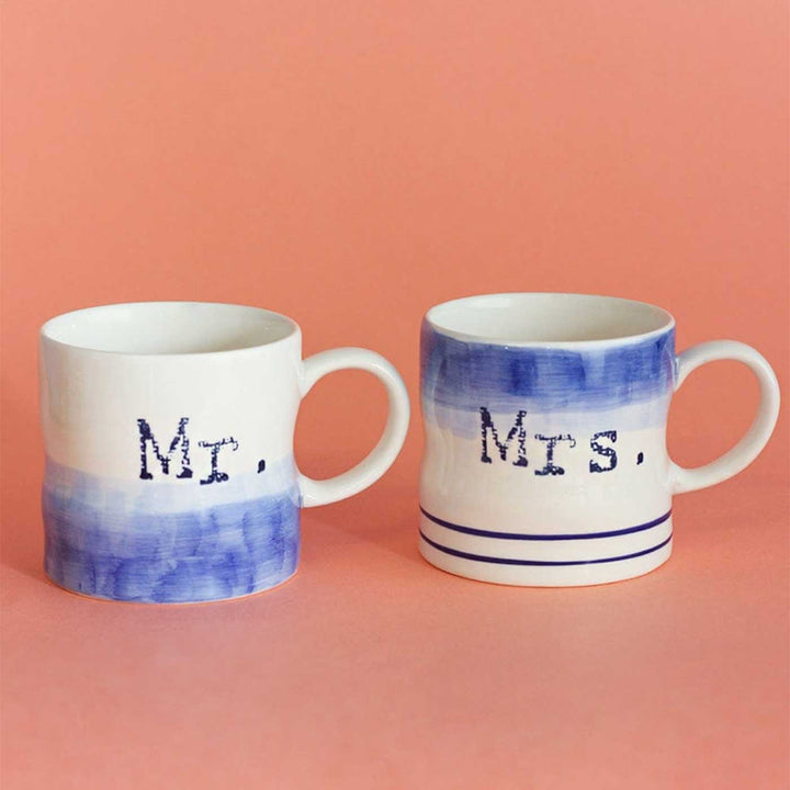 Hand-Painted Mr. & Mrs. Ceramic Mugs | Set Of 2