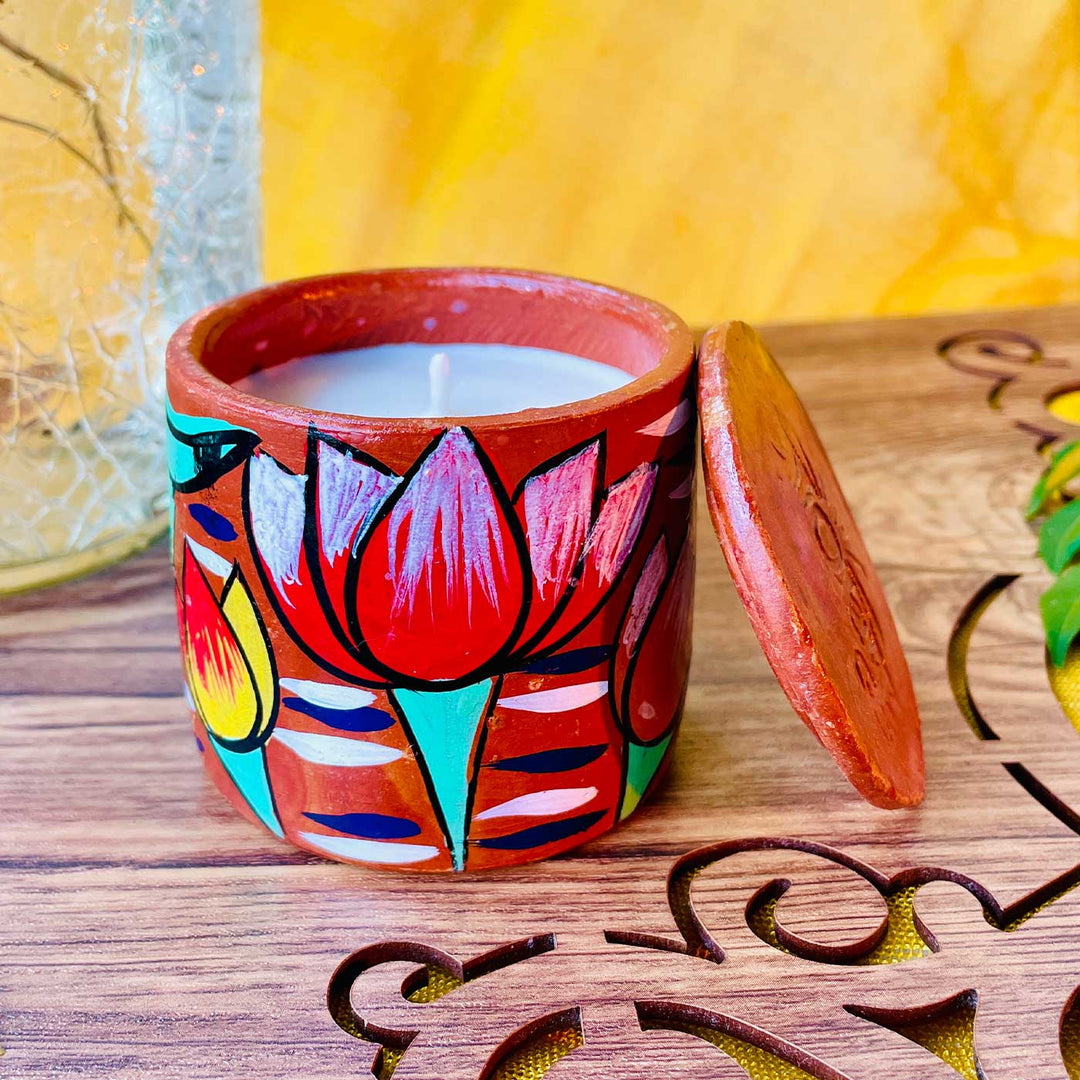 Hand-Painted Patachitra Gulshan Single Wick Scented Candle