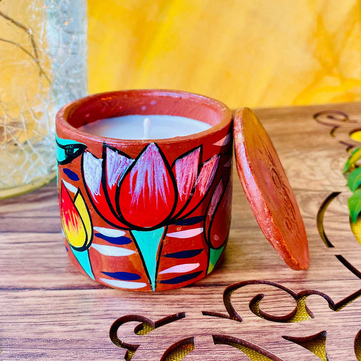 Hand-Painted Patachitra Gulshan Single Wick Scented Candle