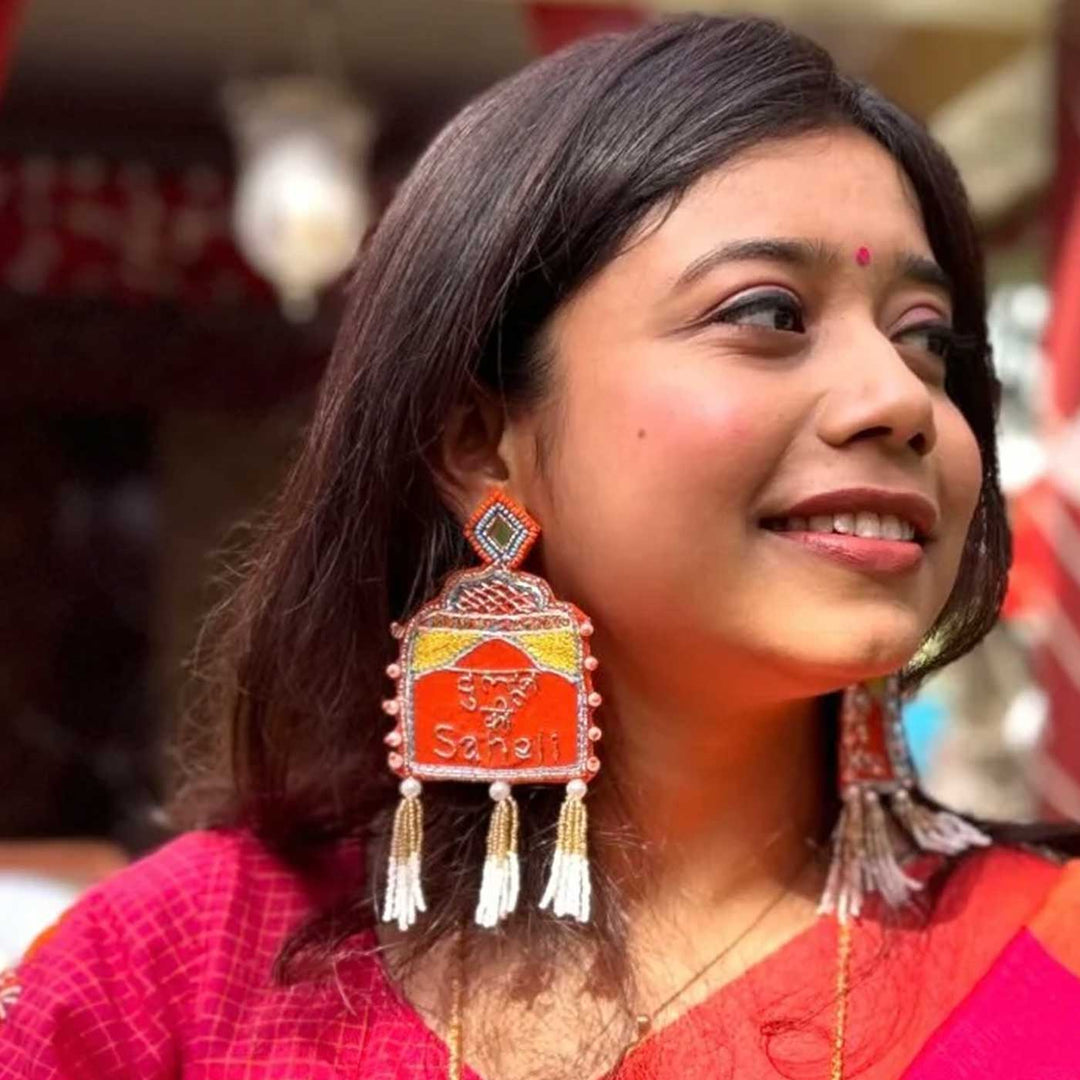 Handmade "Dulhan ki Saheli" Beaded Earrings for Bride's Friend