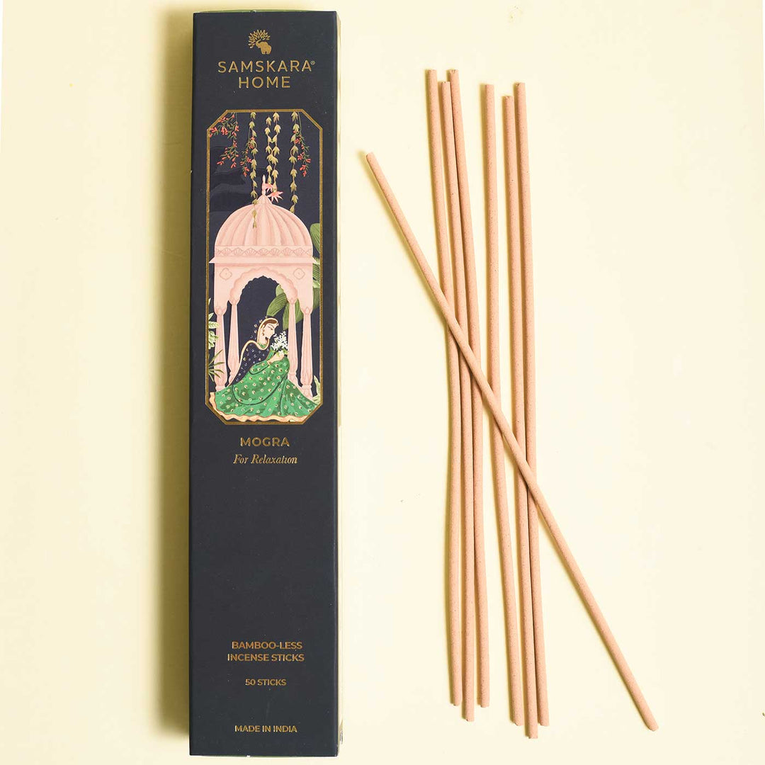 Handmade Mogra Natural Bamboo Free Incense Stick / Agarbatti | Set Of 50