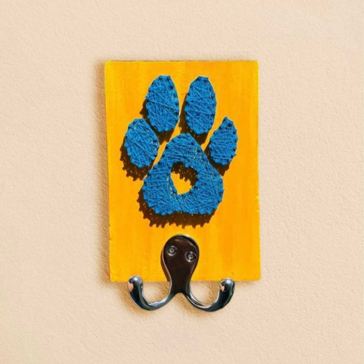 Handmade String Art Paw Theme Mdf Wood Leash Hanger