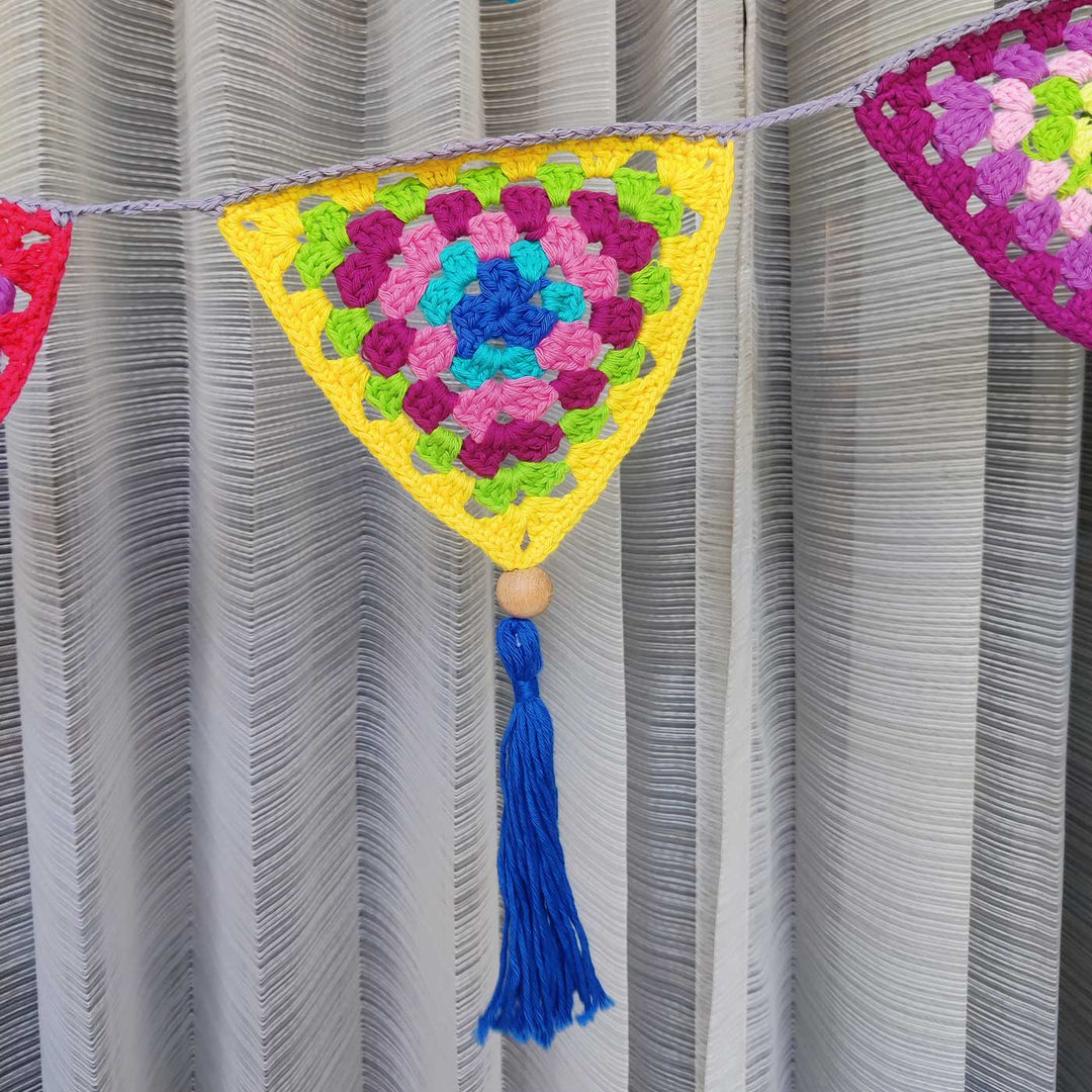 Handmade Multicolour Crochet Garland/ Bunting For Christmas Wall Decoration