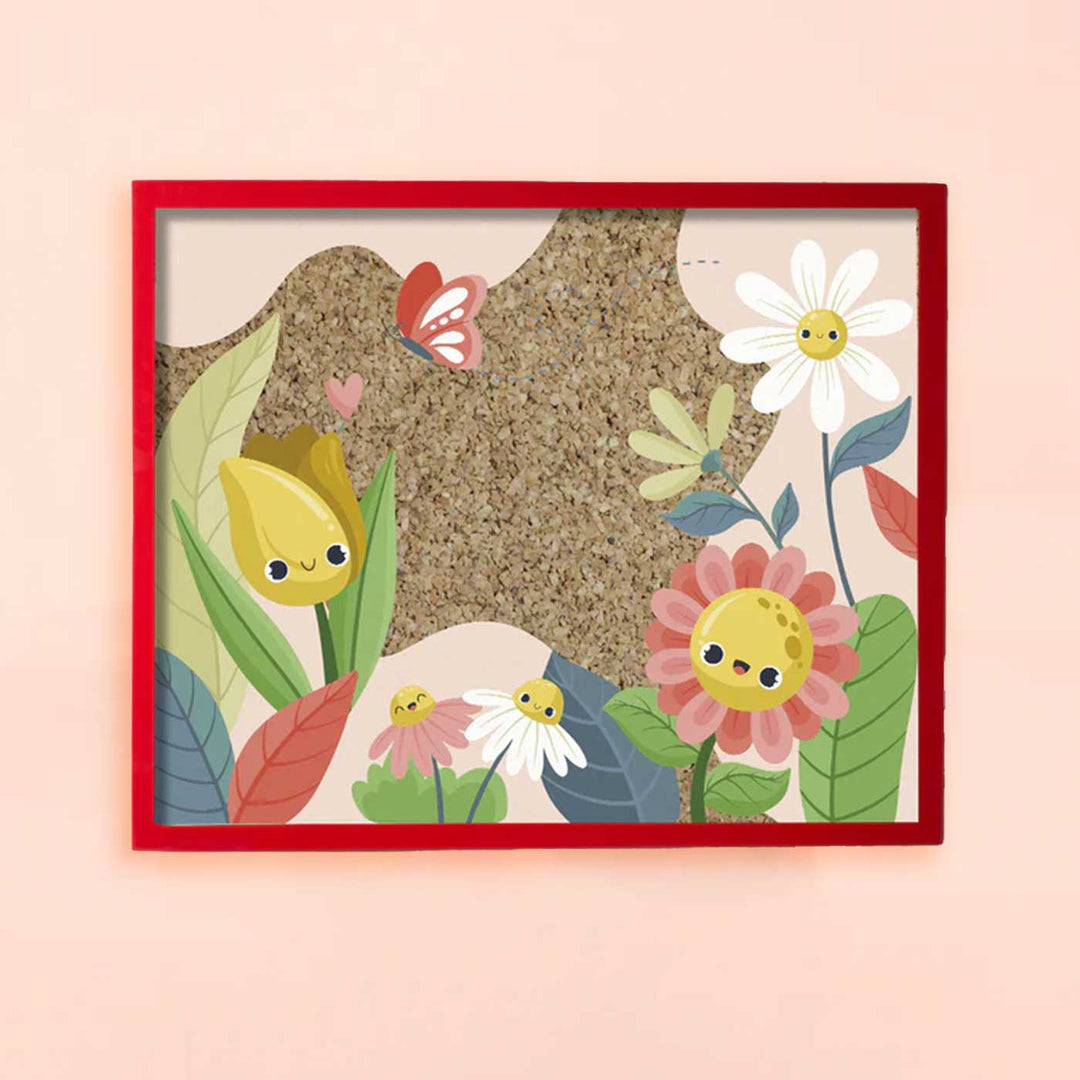 Handmade Dancing Flowers Wooden Pinboard For Kids