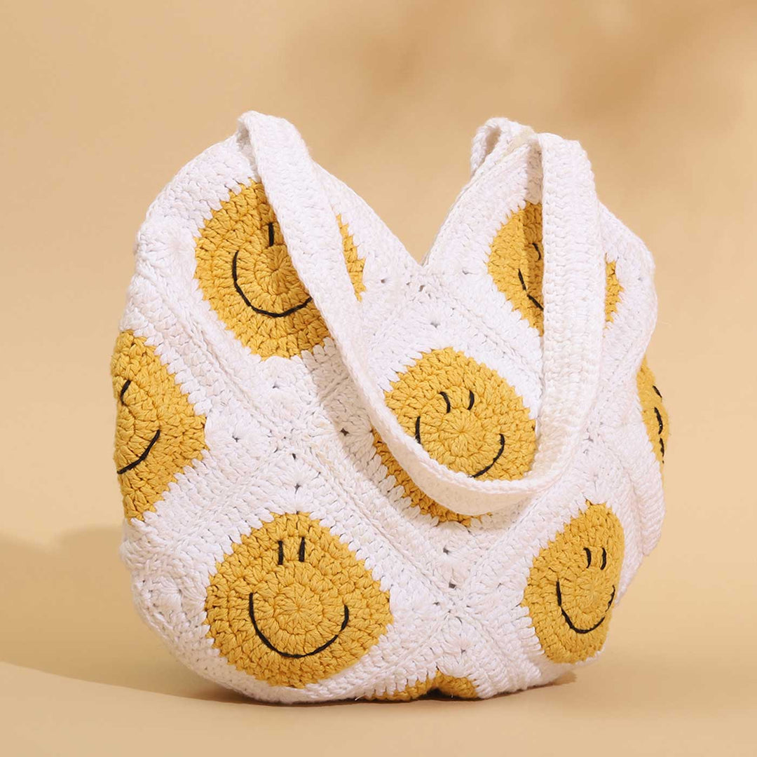 Handmade Crochet Keep Smiling Tote Bag