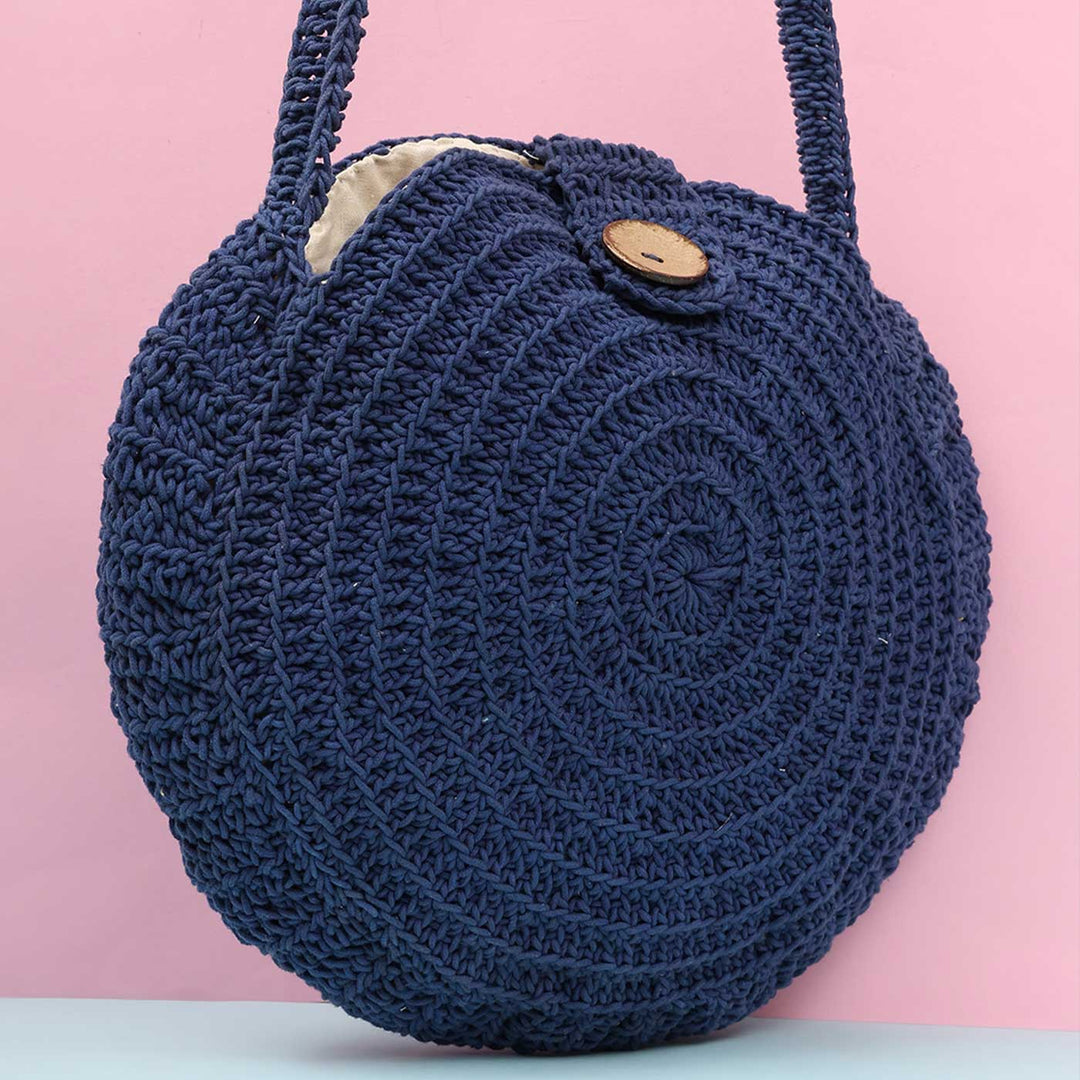 Handmade Crochet United Urbane Blue Crossbody Bag