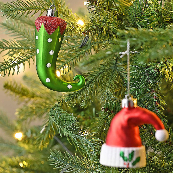 Red & Green Elf Hat themed Christmas Ball Ornaments For Decoration | Set of 70