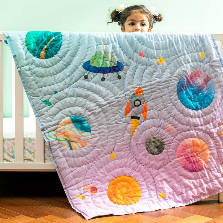 Personalized Tim, The Traveller Baby Theme Cotton Quilt For Kids