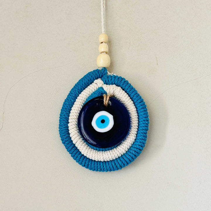 White & Blue Rope Evil Eye Hanging