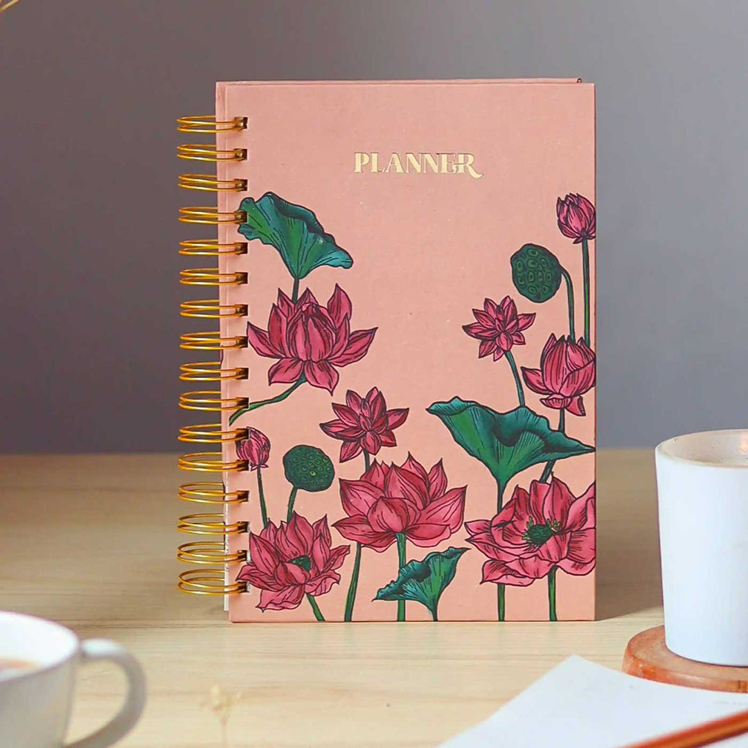 Handmade Lotus Pink Undated Planner | 120 Pages