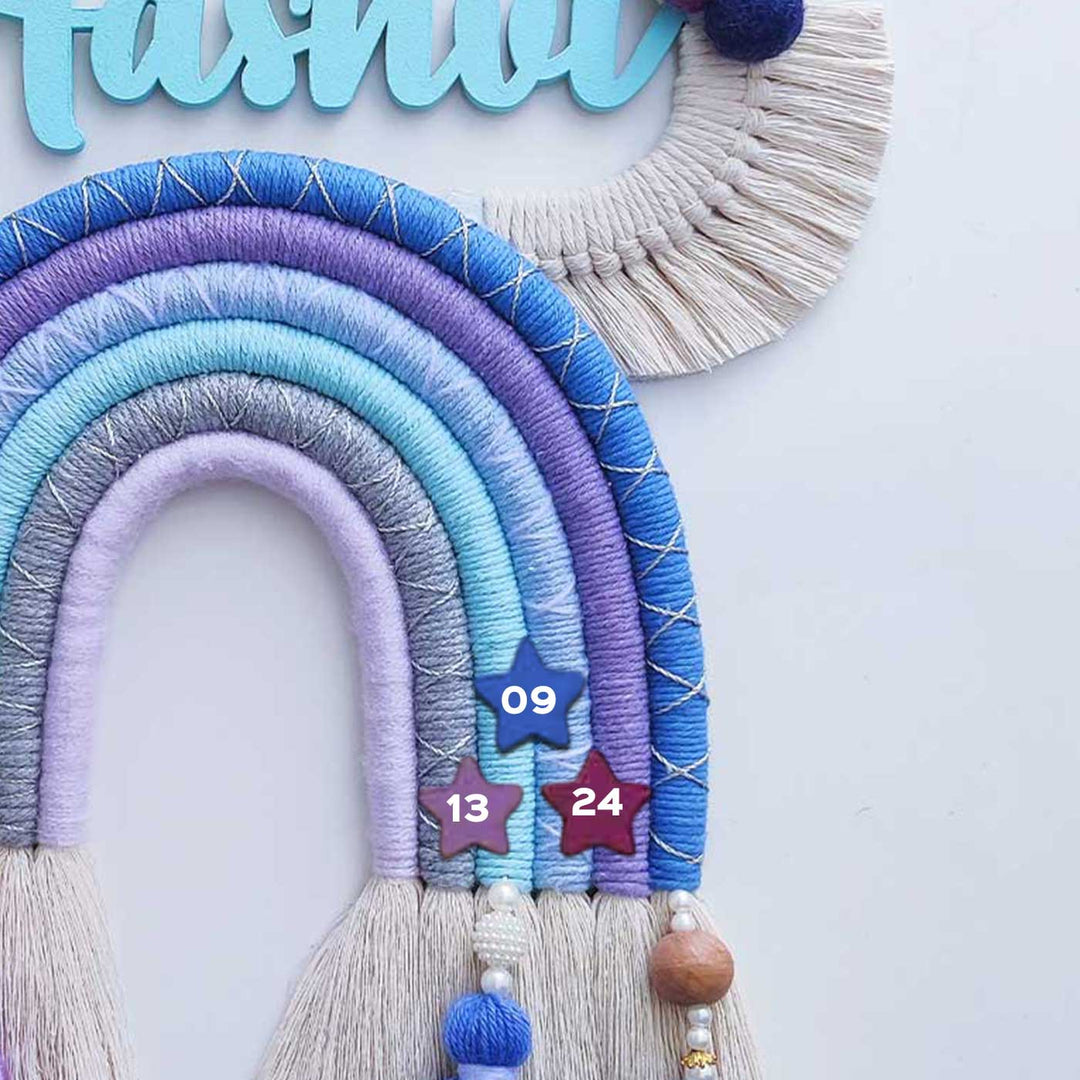 Personalized Handmade Macrame Cloud Rainbow Kids Name Plate With 3D Letters