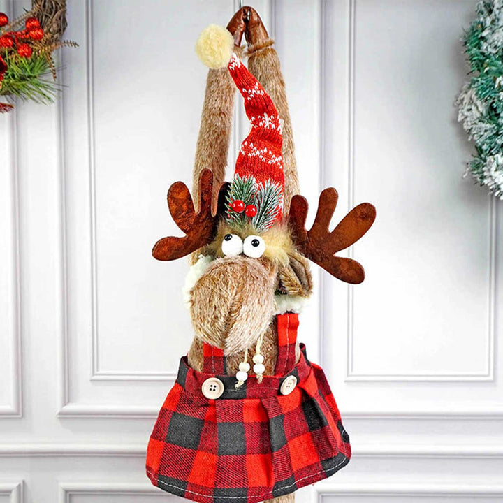 Striped Frock Reindeer Door Hanger Woolen Decor For Christmas Table Decoration