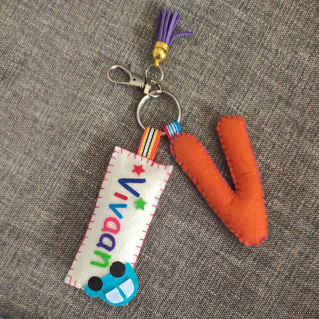 Personalized Handmade Name & Initial Kids Keychain / Bag Charm