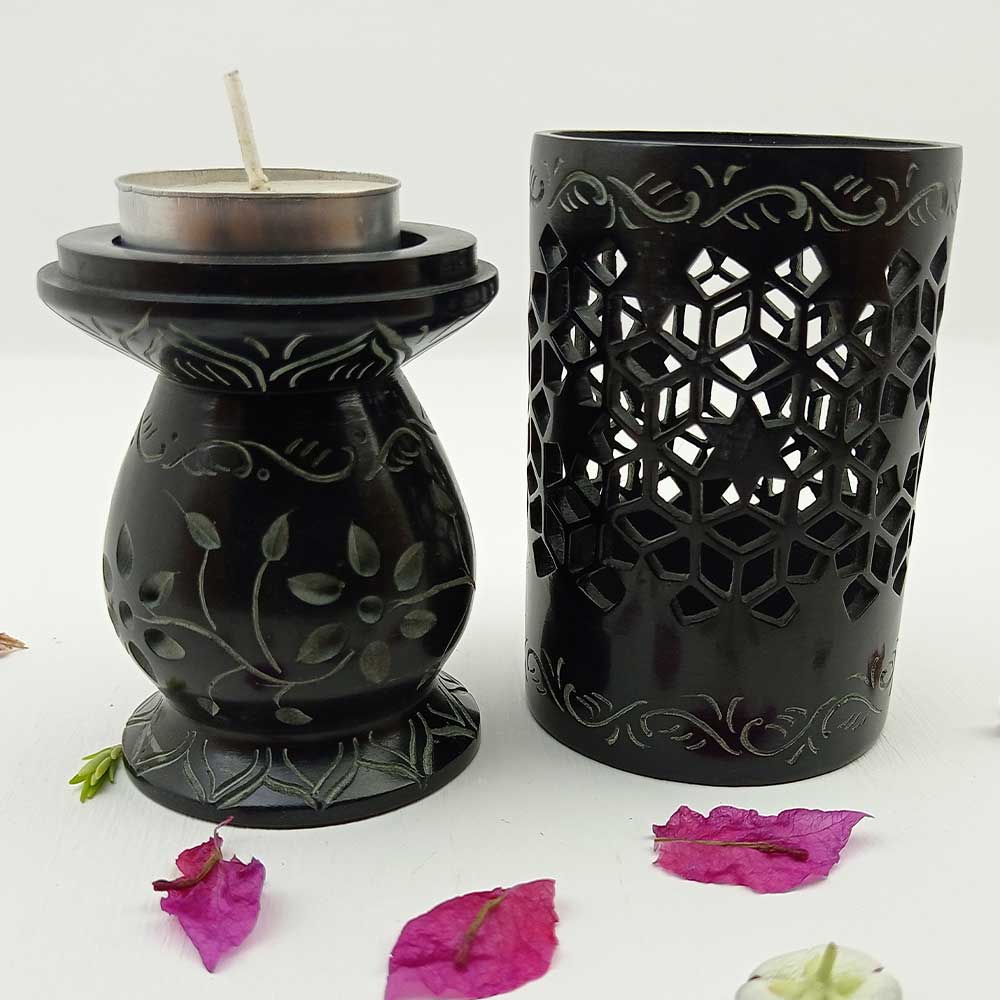 Handmade Black Hamiz Modern Lattice Candle Holder