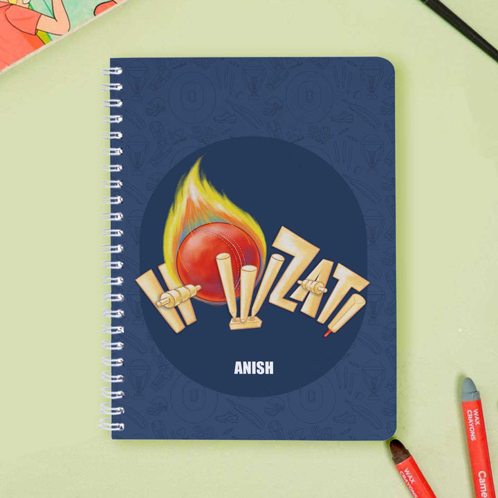 Personalized Cricket Buzz Theme Spiral Bound Notebook | 60 Pages