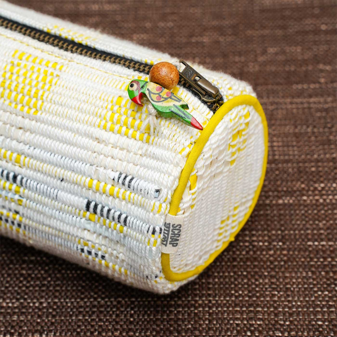 Handmade Eco-friendly Upcycled Yellow Zip Pouch