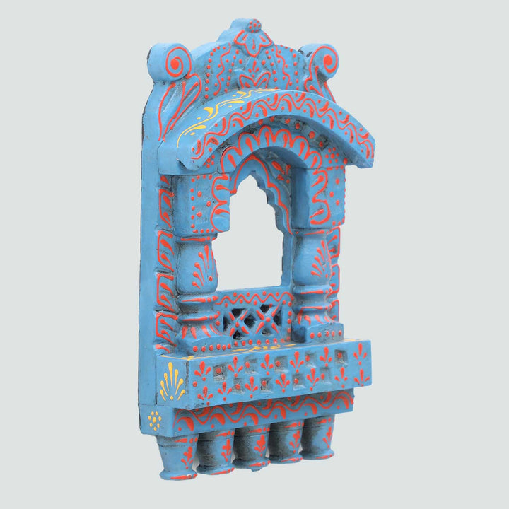 Handmade Traditional Light Blue Wooden Jharokha