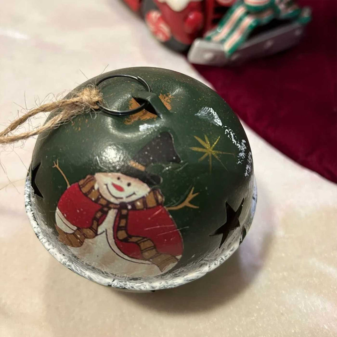 Handmade Evergreen Snowbell Metal Chirstmas Ball Ornaments For Decoration