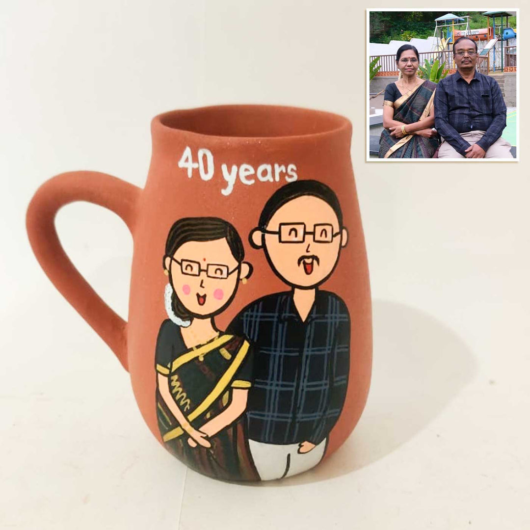 Personalised Terracotta Mugs with Photo Based Caricatures