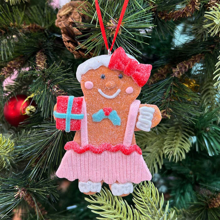 Handmade Glittery Gingerbread Clay Ornaments For Christmas Tree Decoration | Set Of 2