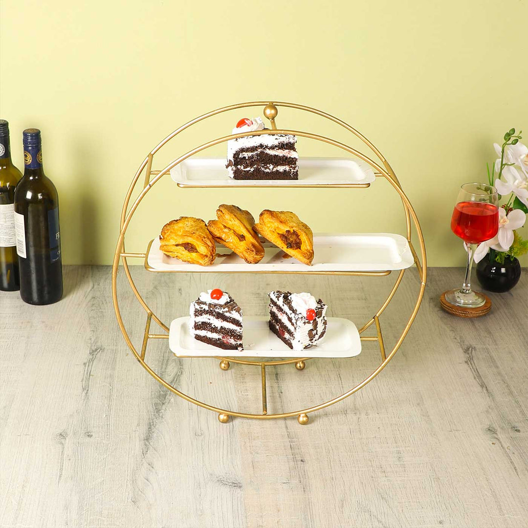 Handmade Three Tier Metal Buffet Platter | Set Of 4