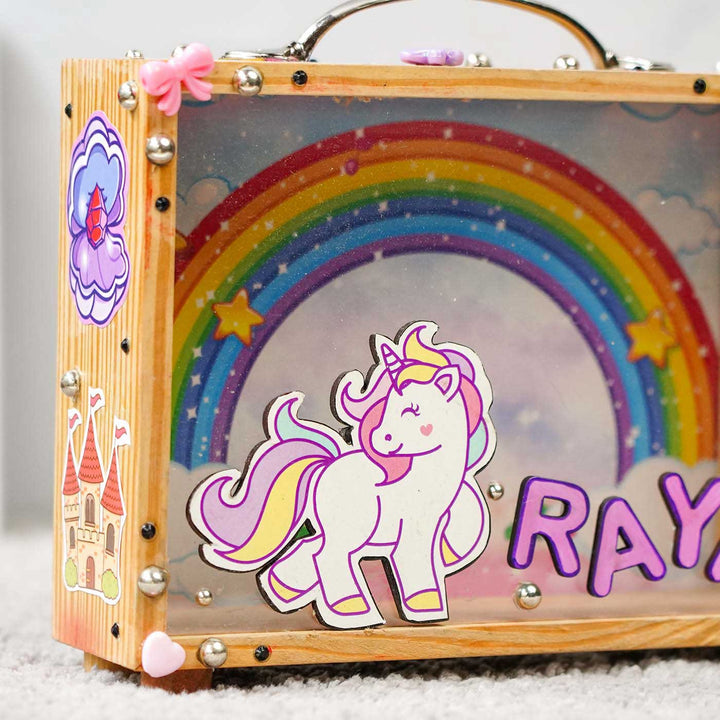 Personalized Unicorn Theme Acrylic Piggy Bank For Kids