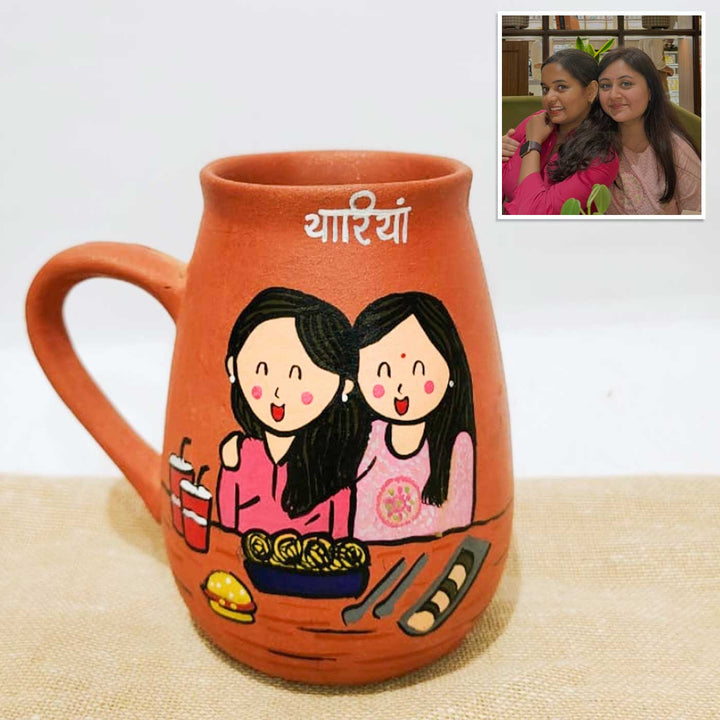 Personalised Terracotta Mugs with Photo Based Caricatures