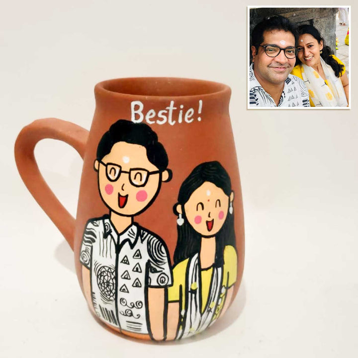 Personalised Terracotta Mugs with Photo Based Caricatures