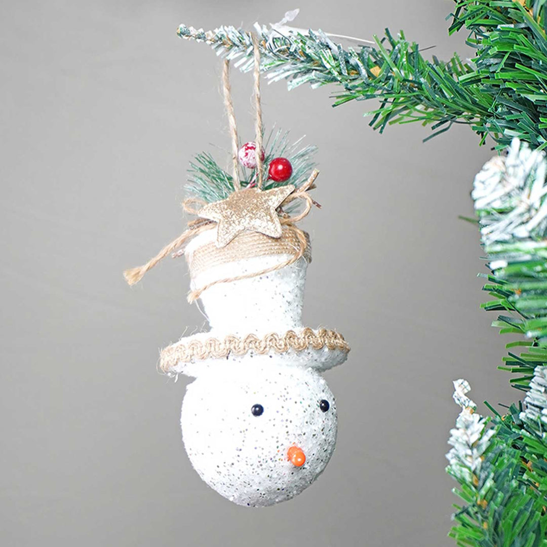 Handmade White Glitter Ornaments For Christmas Tree Decoration | Set Of 5