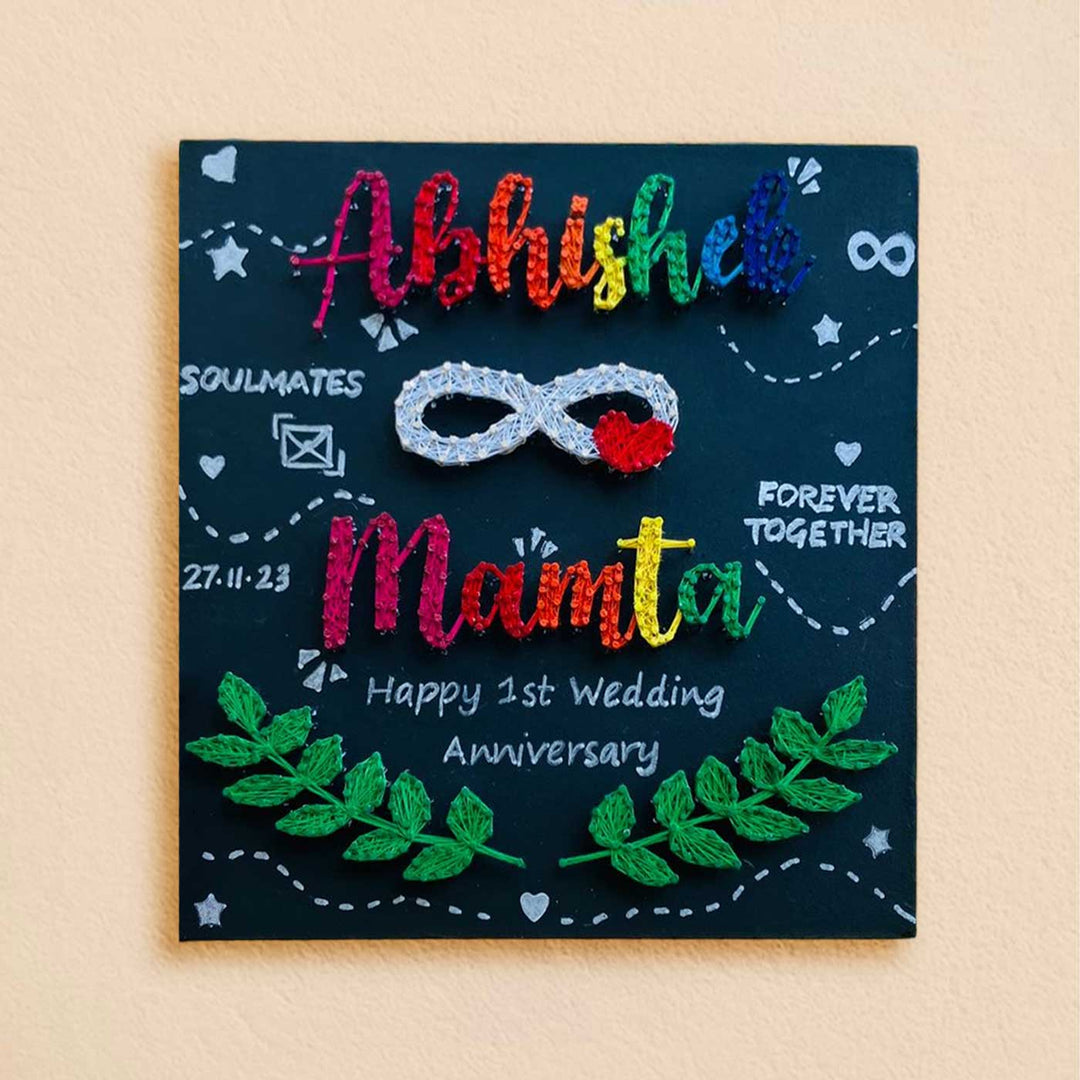 Personalized String Art Infinity Theme Mdf Wood Name Plate For Kids