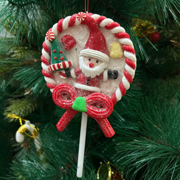 Handmade Santa Lolly Clay Ornaments For Christmas Tree Decoration