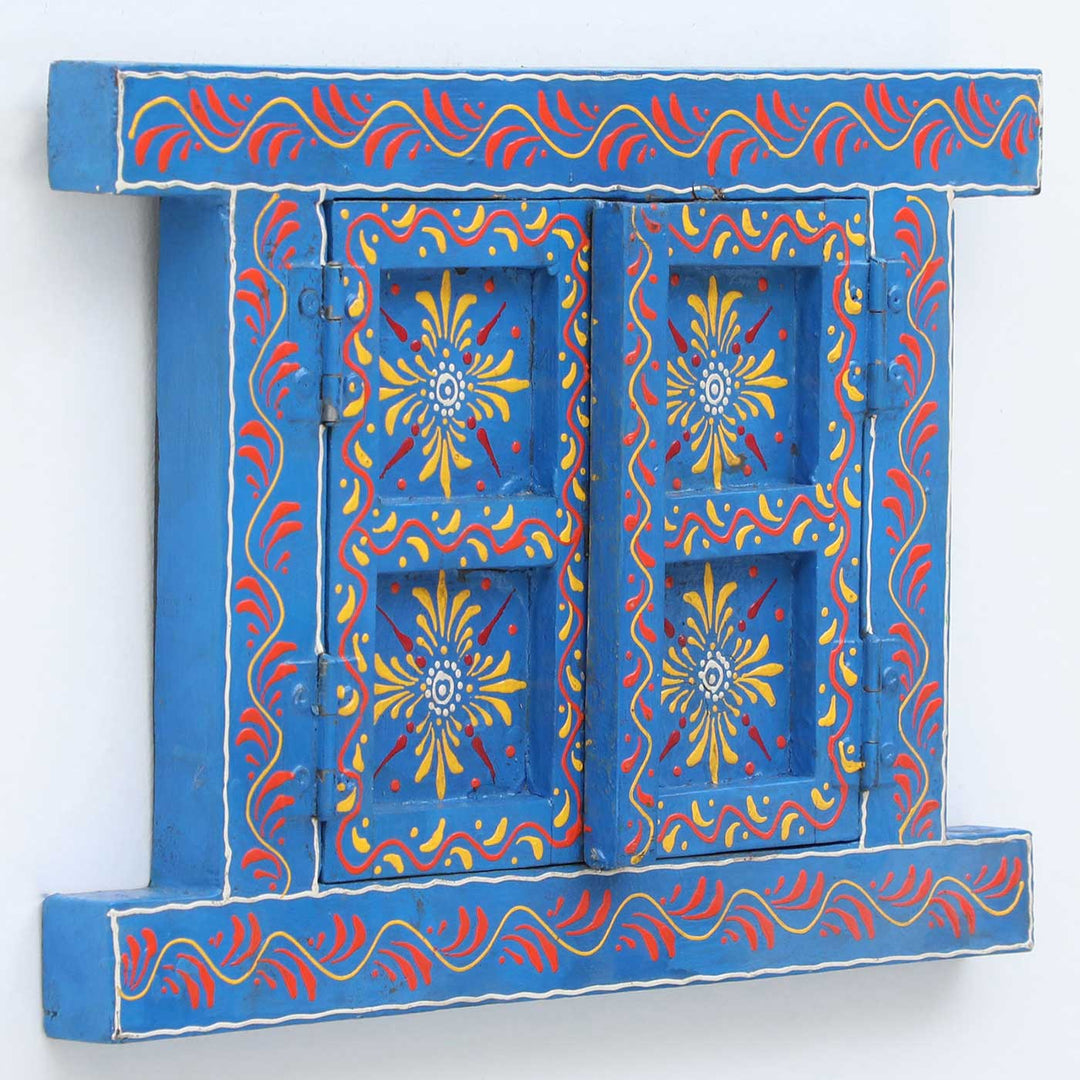 Handmade Decorative Light Blue Wooden Window Wall Decor