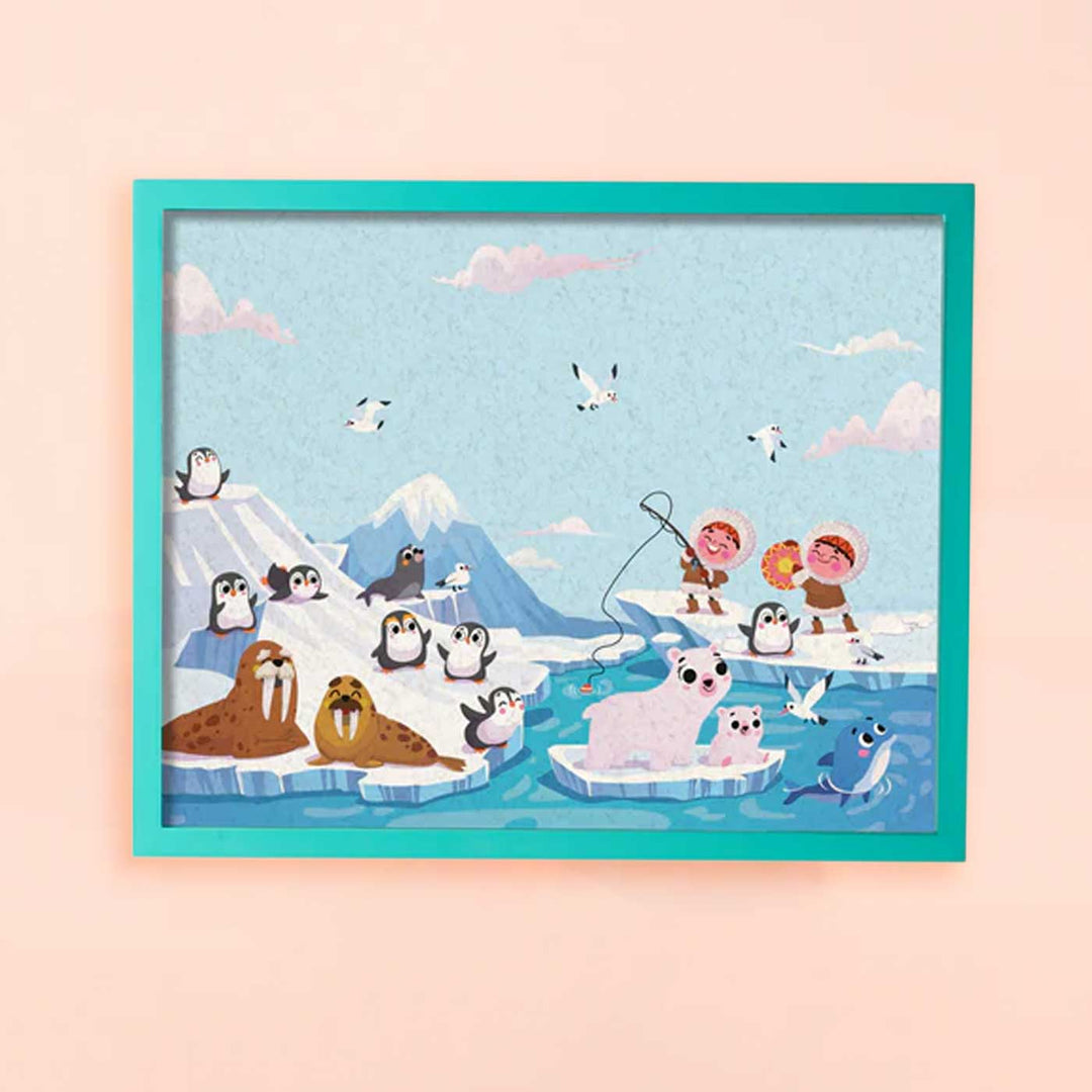 Handmade Arctic Animals Wooden Pinboard For Kids