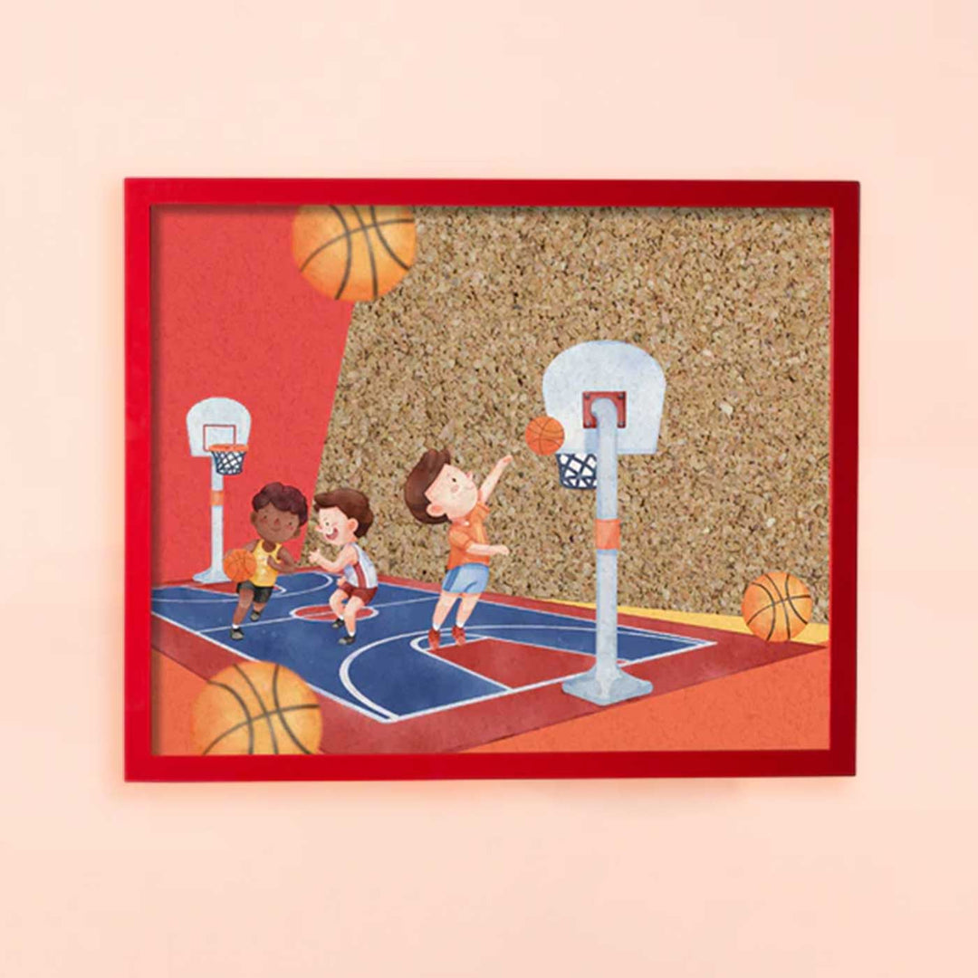 Handmade Basketball Theme Wooden Pinboard For Kids