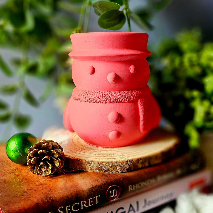 Handmade Snowman Clay Candle  For Christmas Decoration