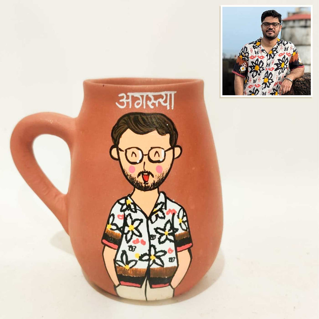 Personalised Terracotta Mugs with Photo Based Caricatures