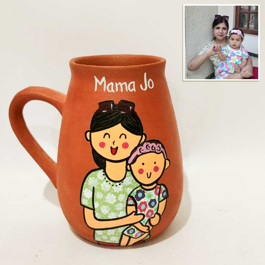 Personalised Terracotta Mugs with Photo Based Caricatures