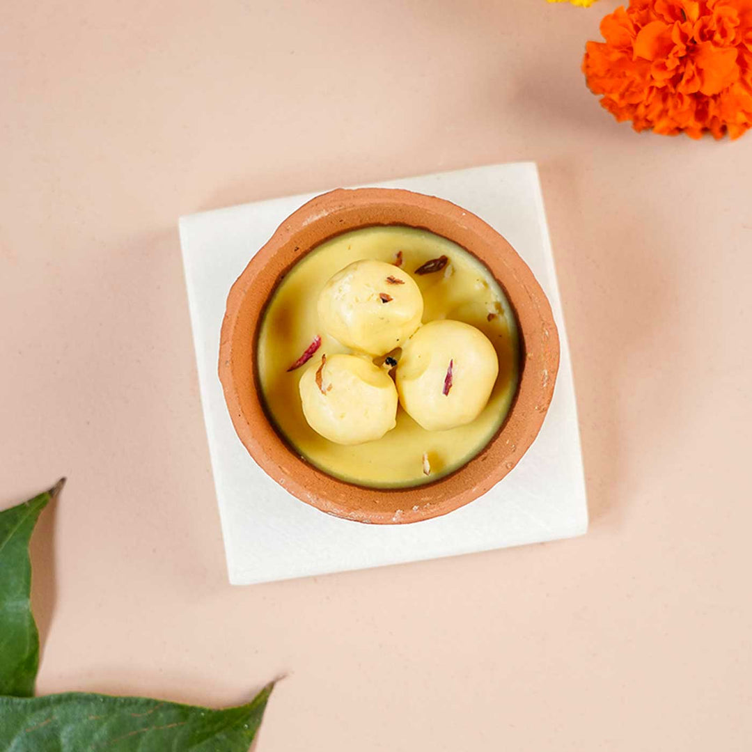 Handmade Rasmalai Clay Pot Wax Candle