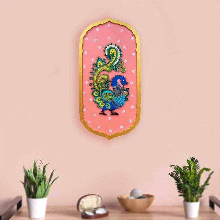 Hand-Painted Peacock Theme MDF Wood Wall Decor