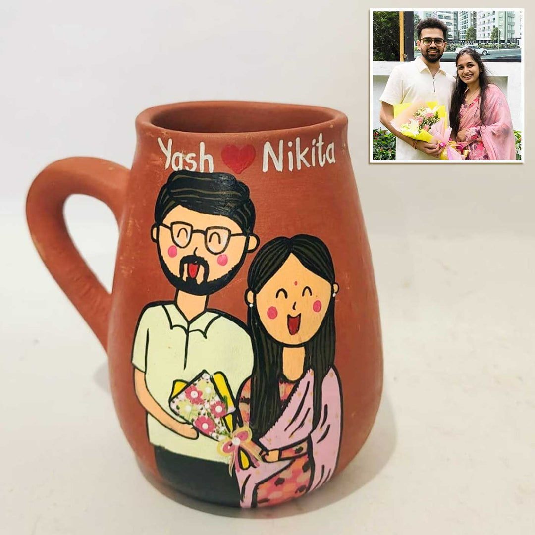 Personalised Terracotta Mugs with Photo Based Caricatures