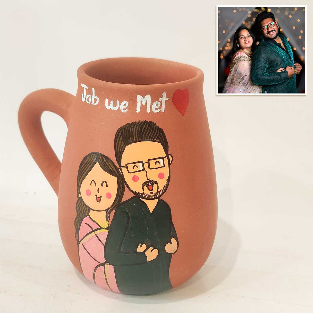 Personalised Terracotta Mugs with Photo Based Caricatures