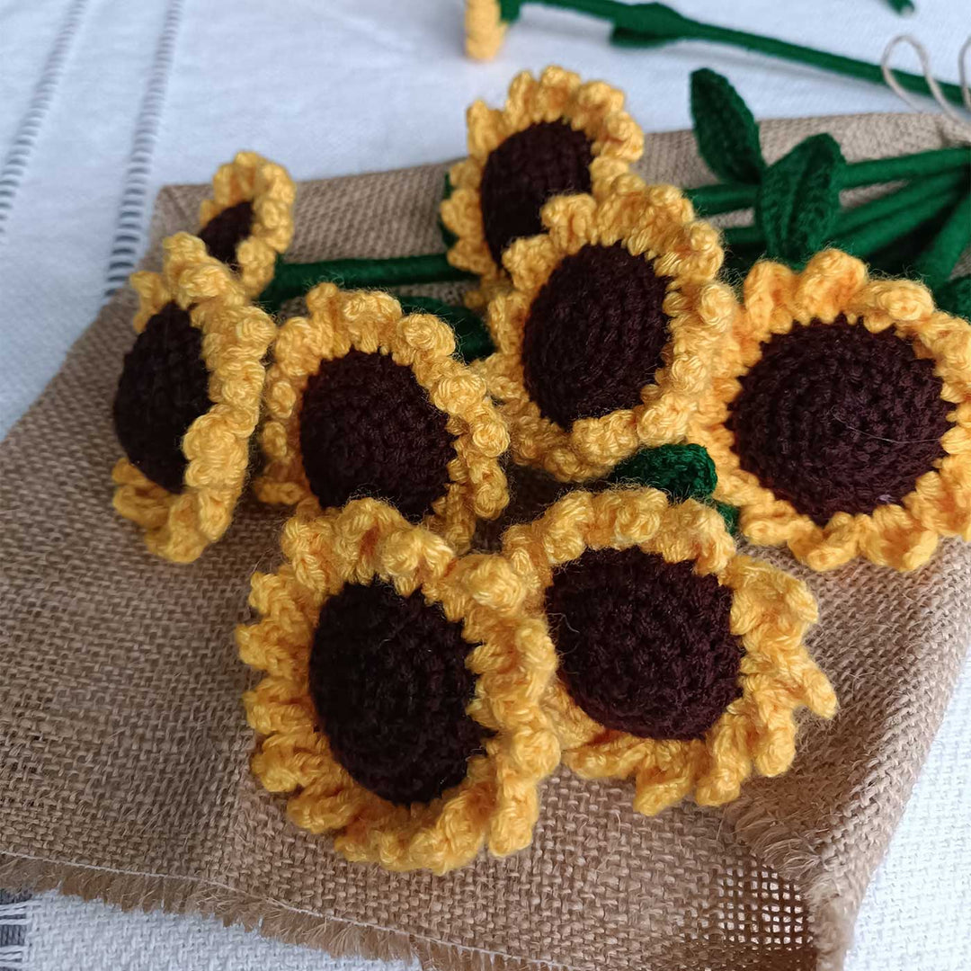 Handmade Crochet Sunflower Bouquet | Set Of 8