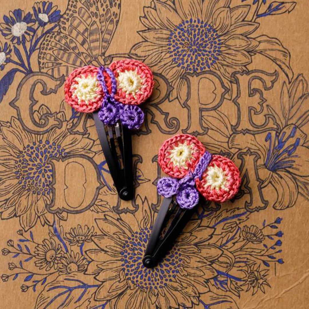 Handmade Poppy Butterfly Flower Hair Clips | Set of 2