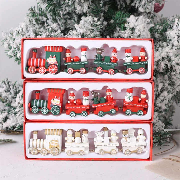 White Snowflake Special Train Wooden Table Decor For Christmas Decoration