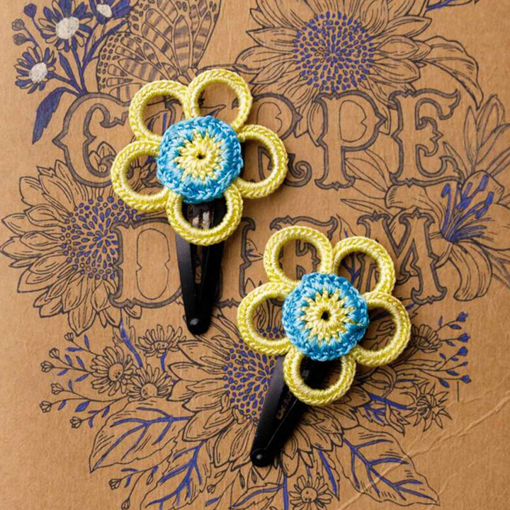 Handmade Teal Dahlia Flower Hair Clips | Set of 2